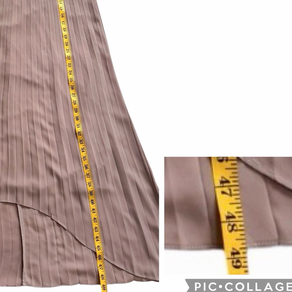 ELLIE MAKIR MIDI PLEATED DRESS MODEST HIGH-LOW HEM WOMEN SIZE LARGE - Picture 10 of 15